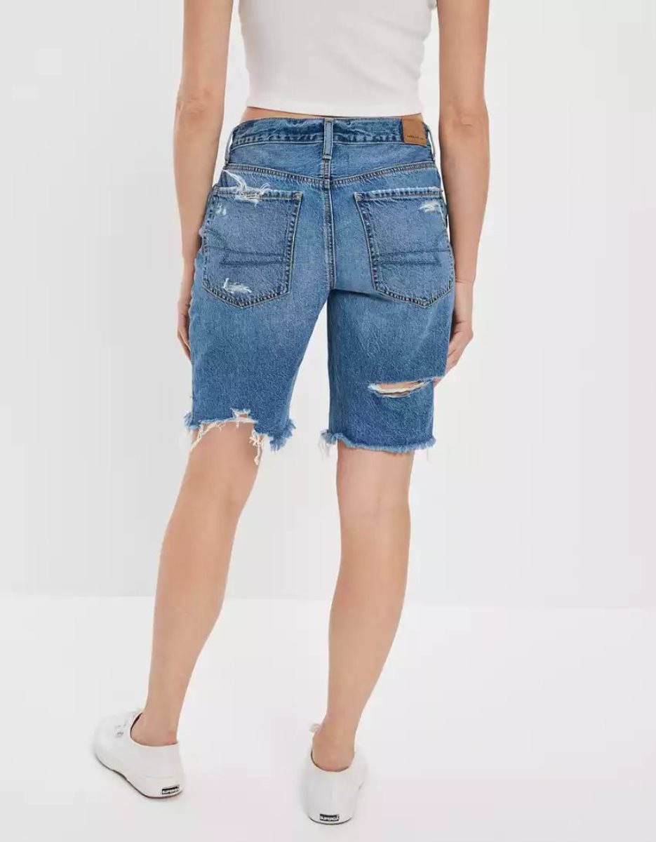 Shorts American Eagle AE Dreamy Drape Denim Low-Rise Baggy Bermuda Indigo Foncé Femme | UMX-71942127